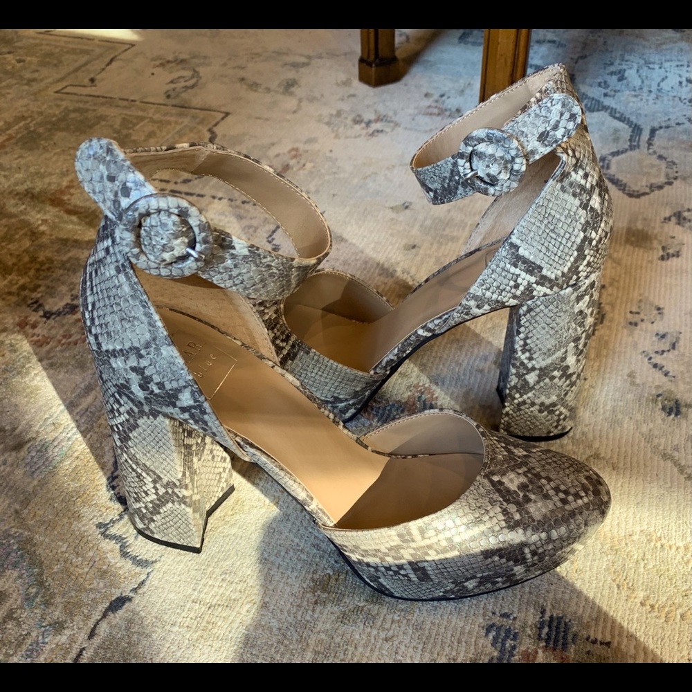 Snakeskin platform heels